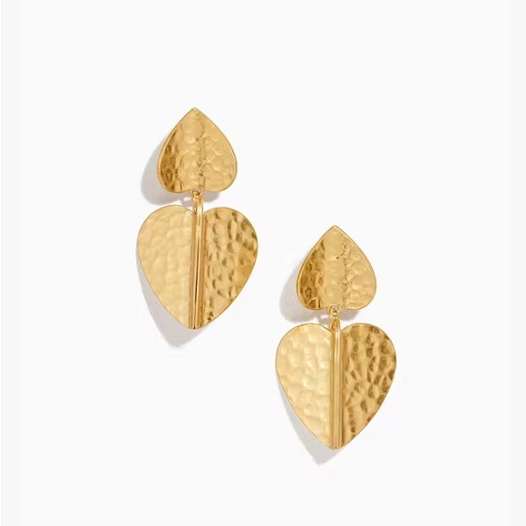 Kate Spade New York Metal Petal Hammered Gold Statement Earrings - Picture 1 of 8